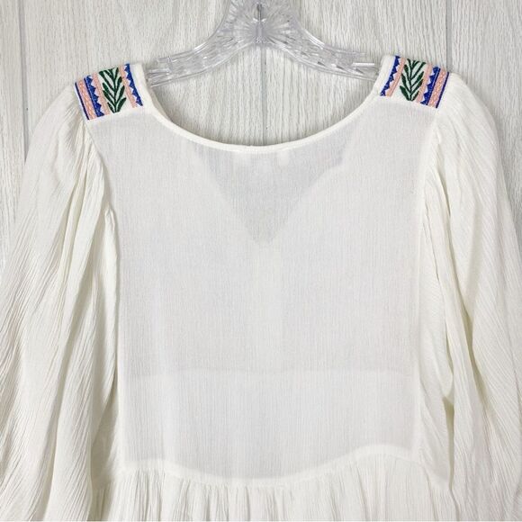 Umgee | Ruffled Floral Embroidered Peasant Dress Size Small - Picture 4 of 13